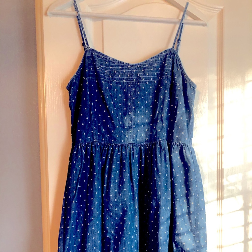 SO Heritage Blue Jean Dress with Polk Dot Print